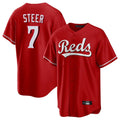 MATTH C.Reds #7 Spencer Steer Player Red Home Game Stitched Jerseys