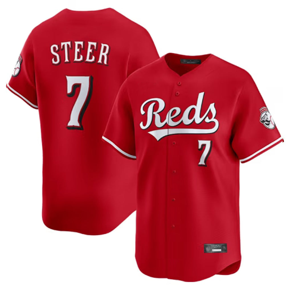 MATTH C.Reds #7 Spencer Steer Player Red Home Limited Stitched Jerseys