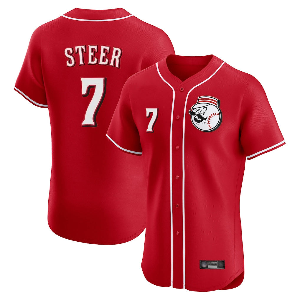 MATTH C.Reds #7 Spencer Steer Player Red Limited Elite Home Game Stitched Jerseys