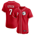MATTH C.Reds #7 Spencer Steer Player Red Limited Elite Home Game Stitched Jerseys