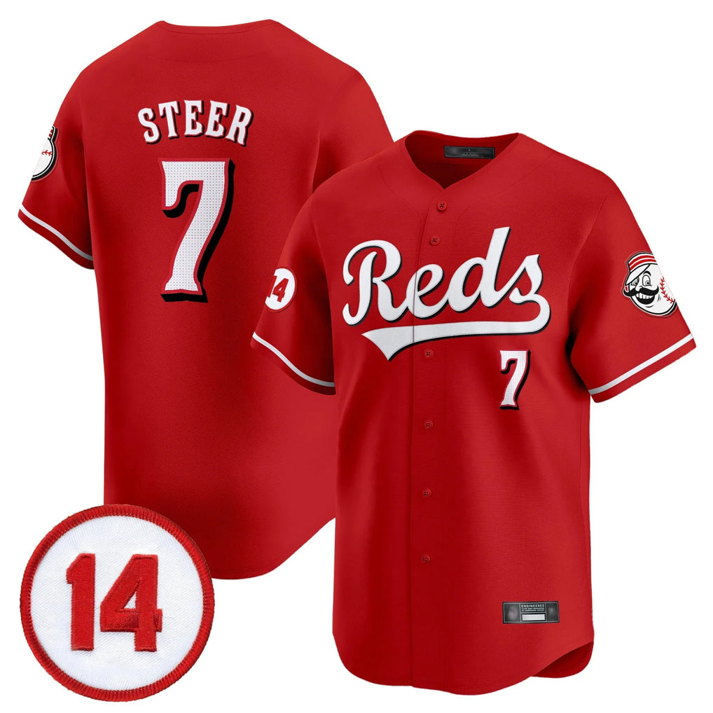 MATTH C.Reds #7 Spencer Steer Player Red Vapor Premier Limited Home Stitched Jerseys