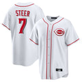 MATTH C.Reds #7 Spencer Steer Player White Game Home Stitched Jerseys