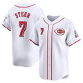 MATTH C.Reds #7 Spencer Steer Player White Home Limited Stitched Jerseys