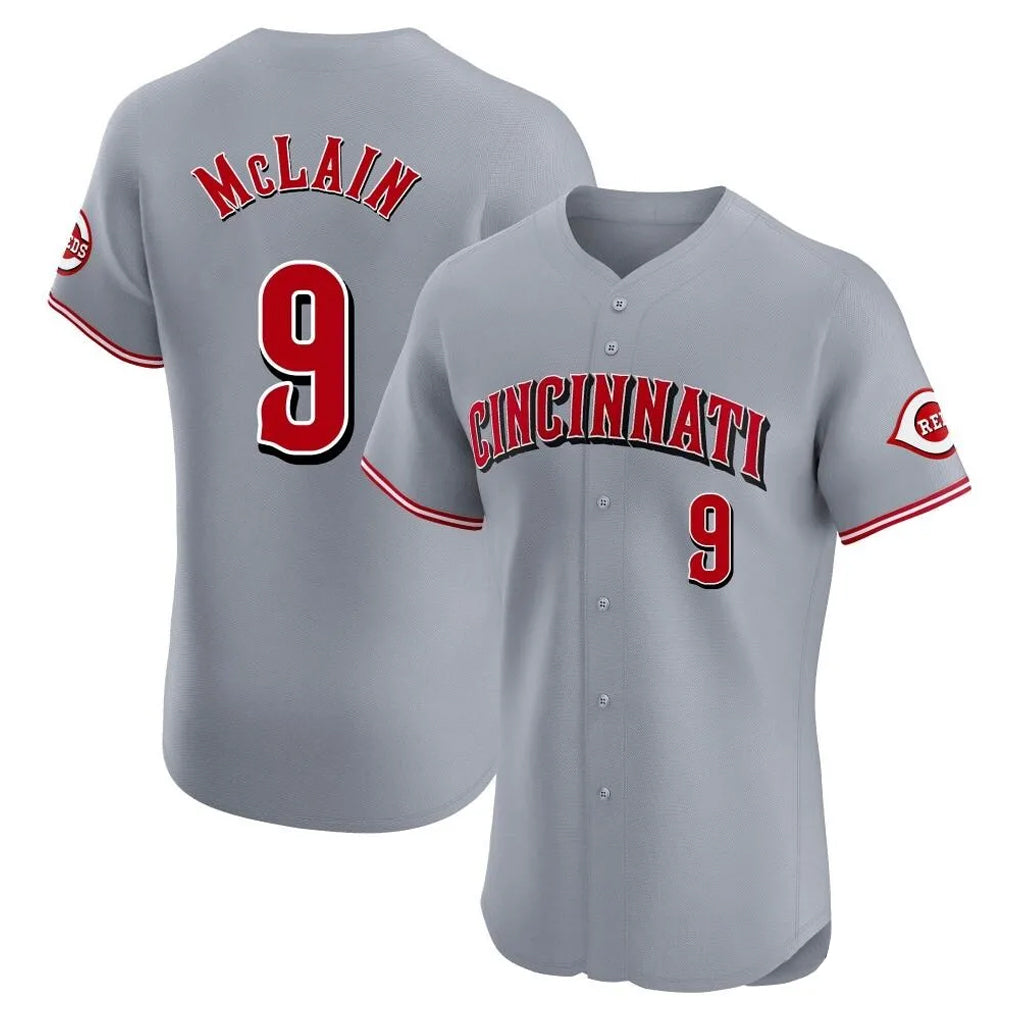 MATTH C.Reds #9 Matt McLain Player Gray Limited Elite Home Stitched Jerseys