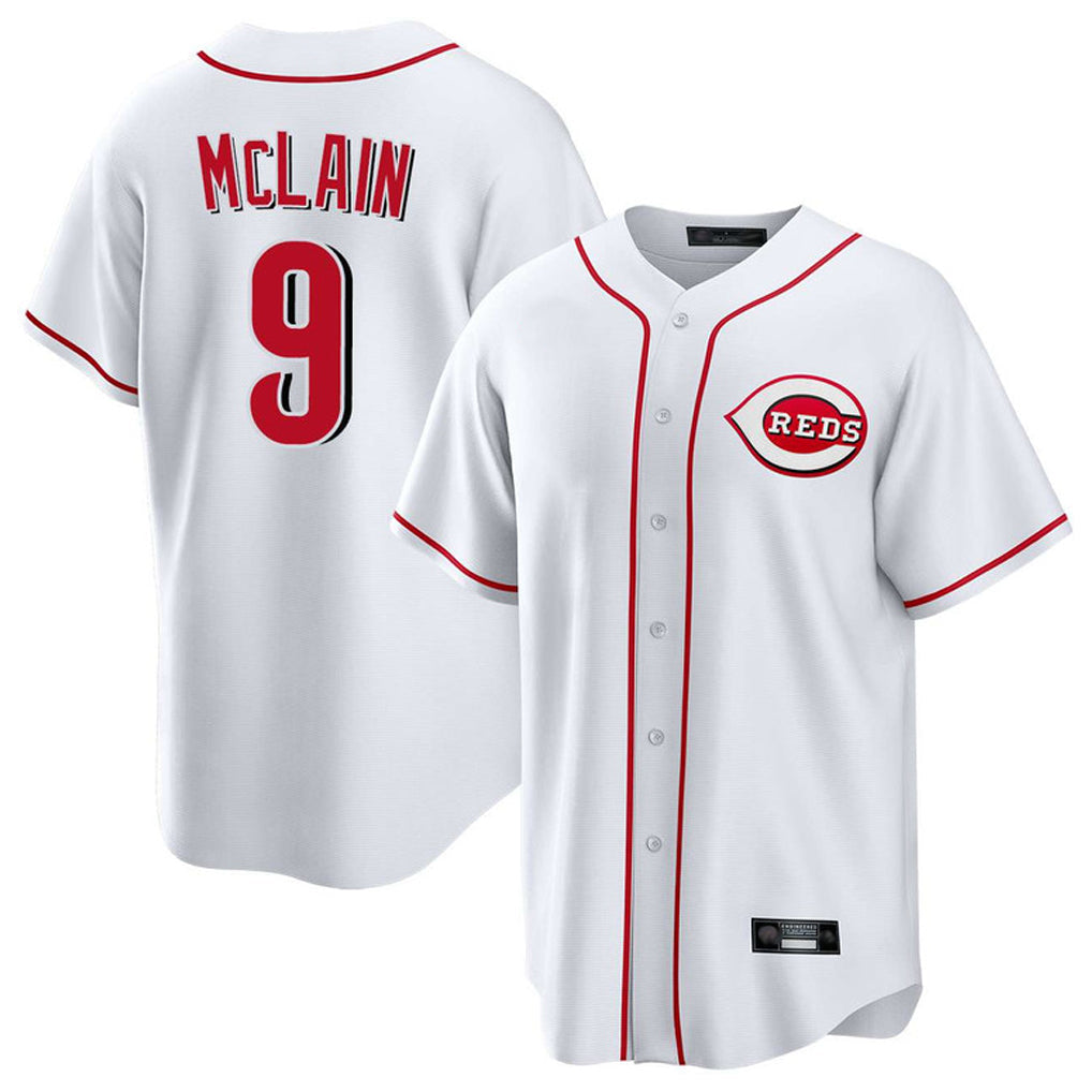 MATTH C.Reds #9 Matt McLain Player White Game Home Stitched Jerseys