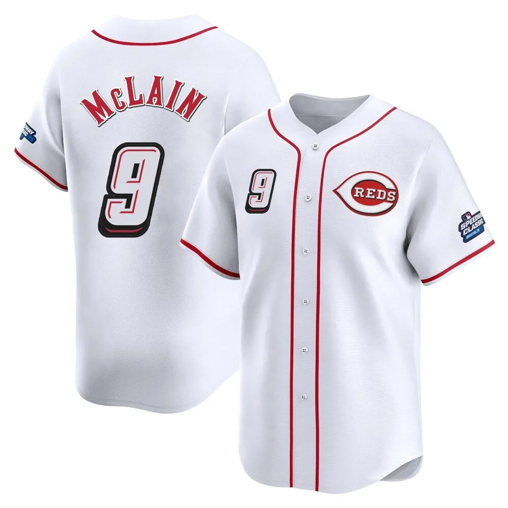 MATTH C.Reds #9 Matt McLain Player White Speedway Classic Home Limited Stitched Jerseys