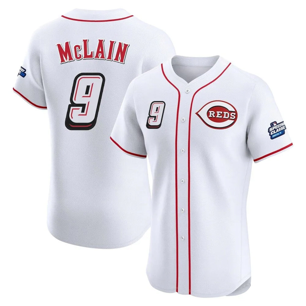 MATTH C.Reds #9 Matt McLain Player White Speedway Classic Limited Elite Home Stitched Jerseys