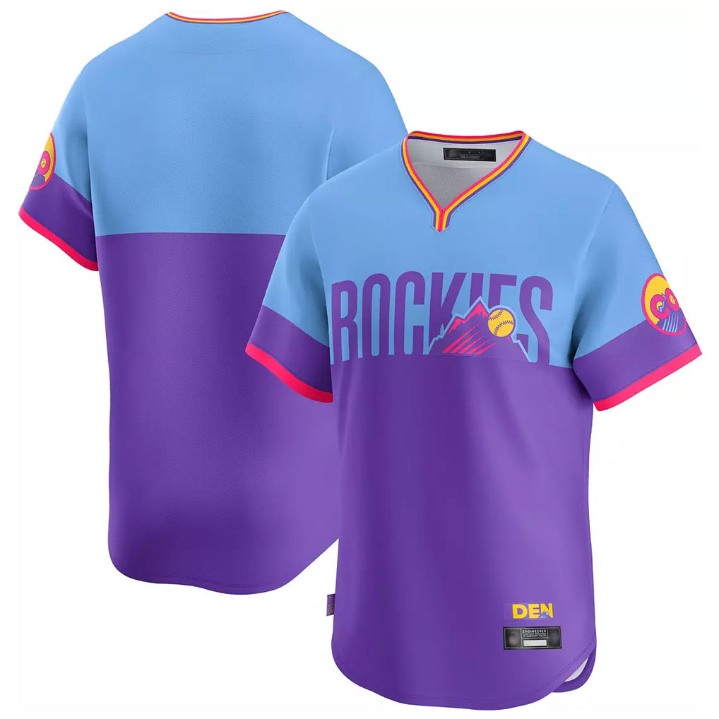 MATTH C.Rockies Purple-Light Blue City Connect Limited Home T-shirt Blank Player Stitched Jerseys