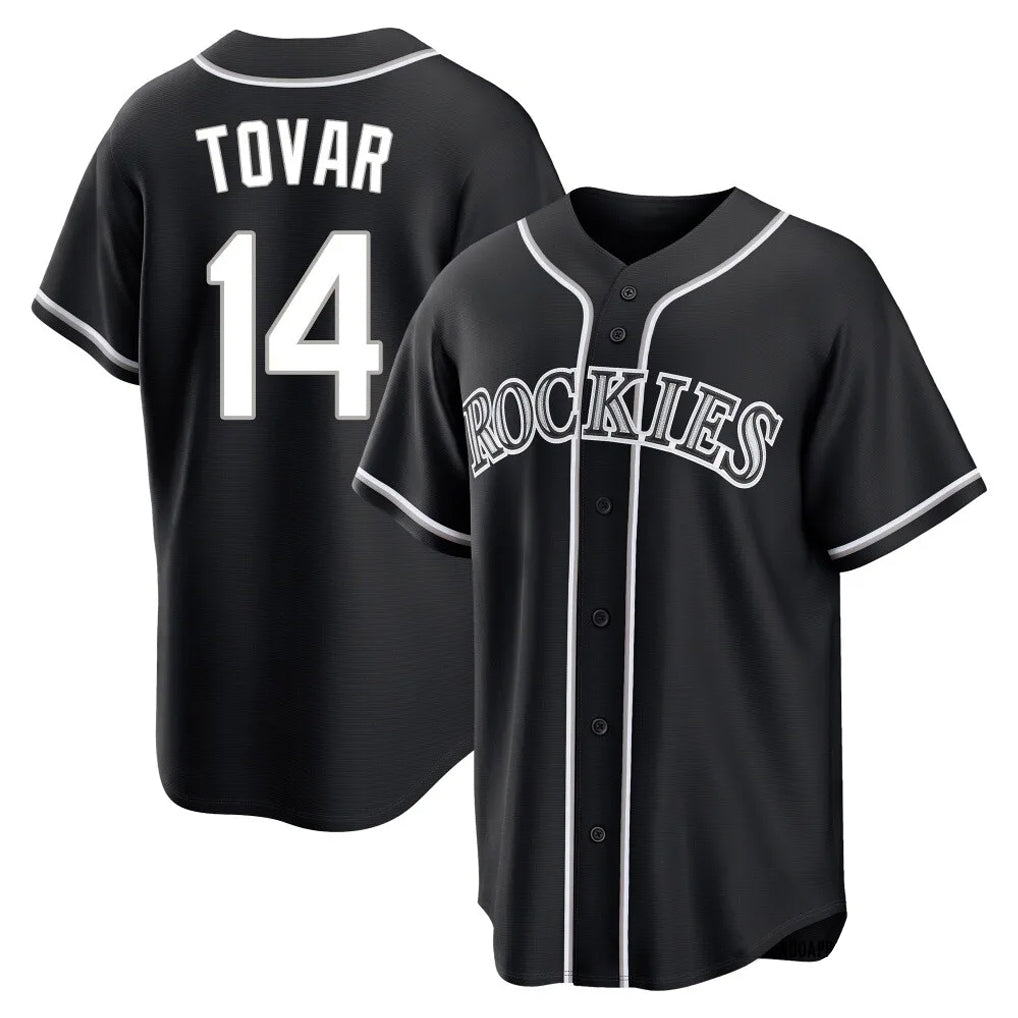 MATTH C.Rockies #14 Ezequiel Tovar Player Black Fashion Out Home Game Stitched Jerseys