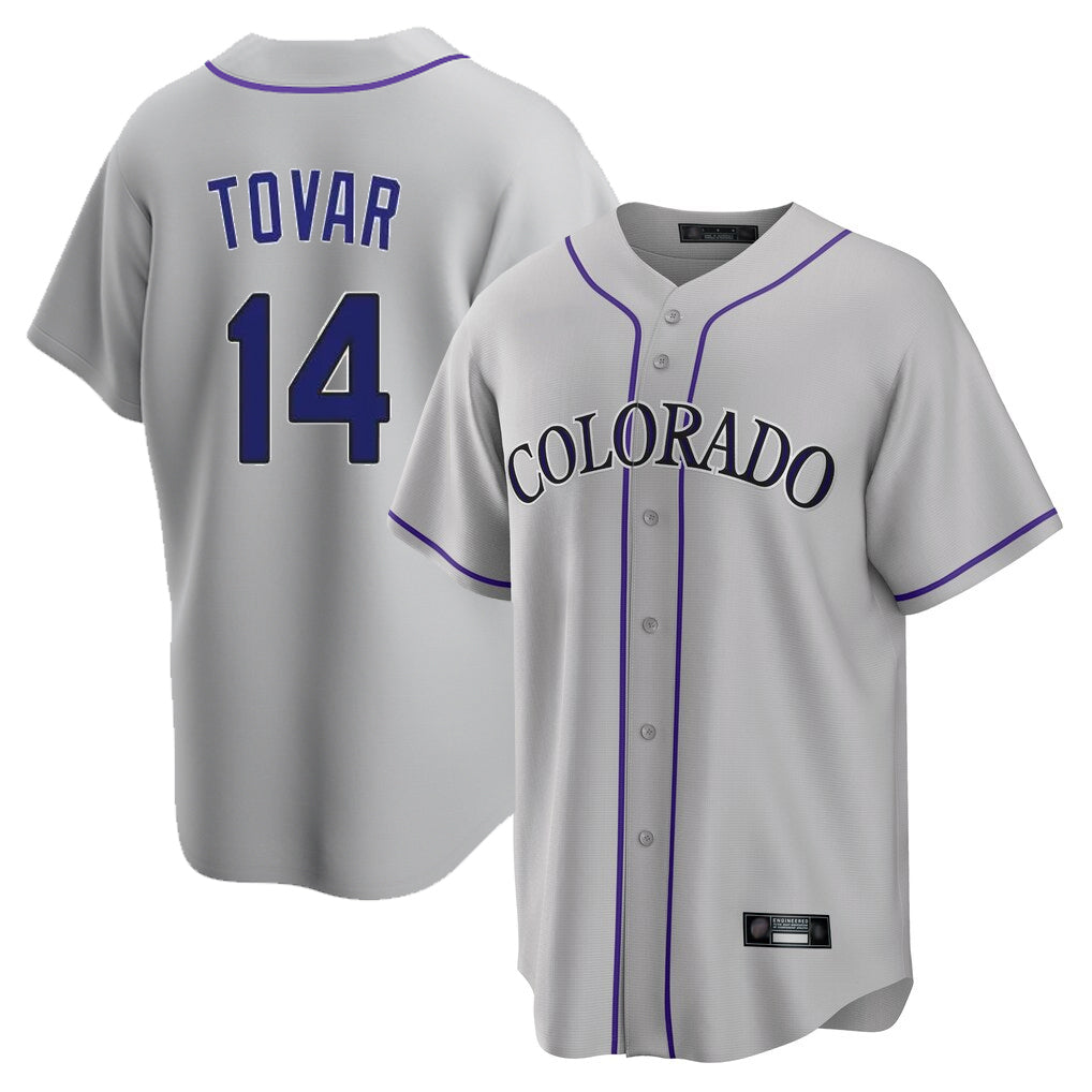 MATTH C.Rockies #14 Ezequiel Tovar Player Gray Game Home Stitched Jerseys