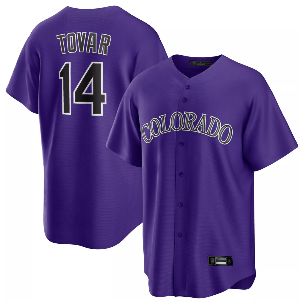 MATTH C.Rockies #14 Ezequiel Tovar Player Purple Game Home Stitched Jerseys