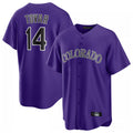 MATTH C.Rockies #14 Ezequiel Tovar Player Purple Game Home Stitched Jerseys