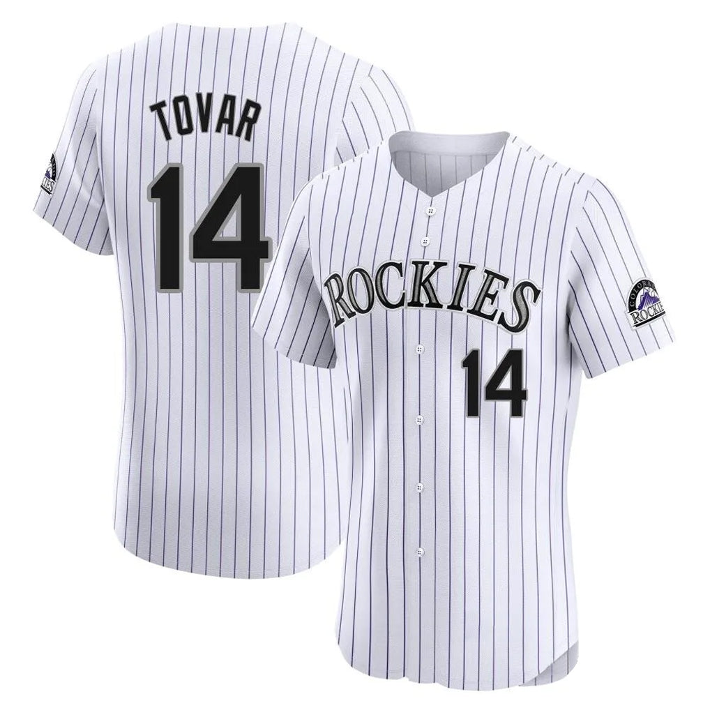 MATTH C.Rockies #14 Ezequiel Tovar Player White Limited Elite Home Stitched Jerseys