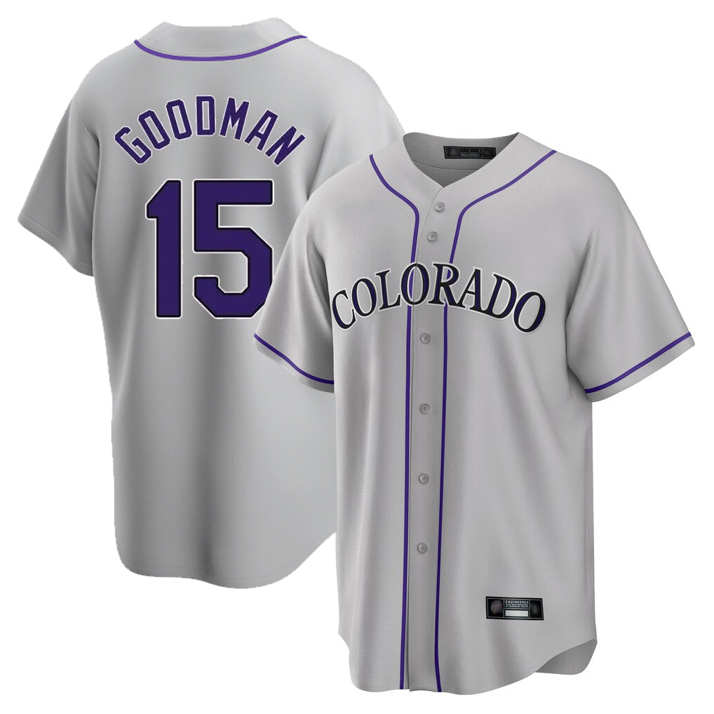 MATTH C.Rockies #15 Hunter Goodman Player Gray Game Home Stitched Jerseys