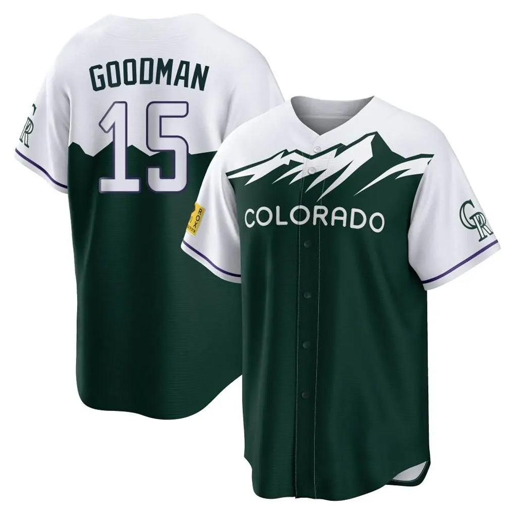 MATTH C.Rockies #15 Hunter Goodman Player Green City Connect Home Game Stitched Jerseys