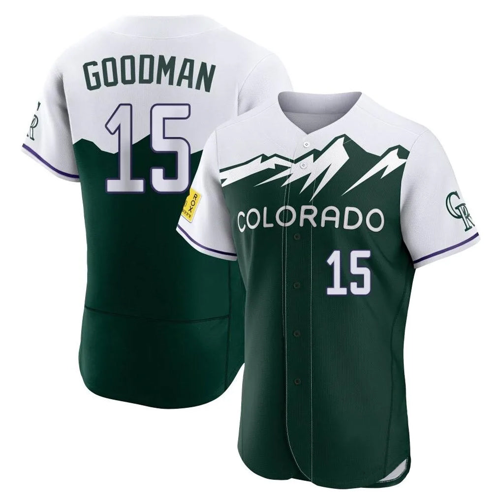 MATTH C.Rockies #15 Hunter Goodman Player Green City Connect Limited Elite Home Stitched Jerseys
