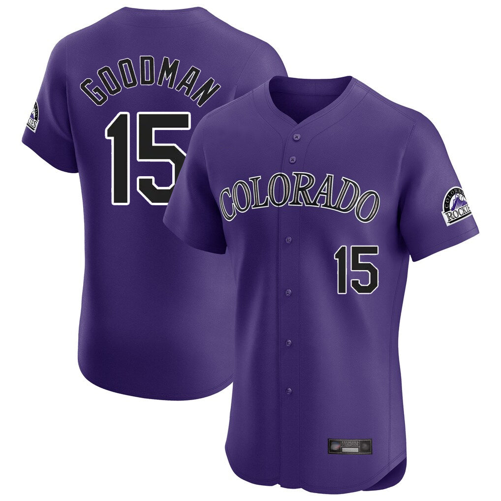 MATTH C.Rockies #15 Hunter Goodman Player Purple Limited Elite Home Stitched Jerseys