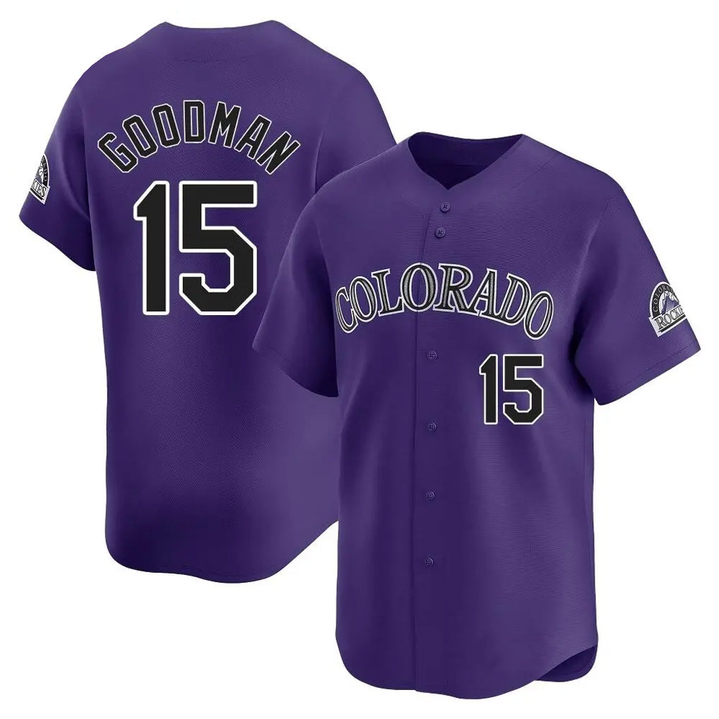 MATTH C.Rockies #15 Hunter Goodman Player Purple Limited Home Stitched Jerseys