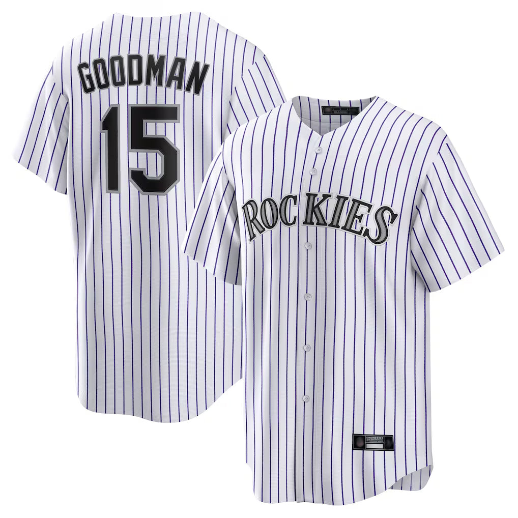 MATTH C.Rockies #15 Hunter Goodman Player White Game Home Stitched Jerseys