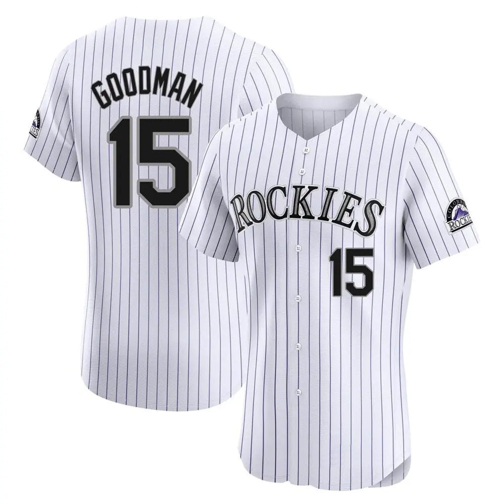 MATTH C.Rockies #15 Hunter Goodman Player White Limited Elite Home Stitched Jerseys