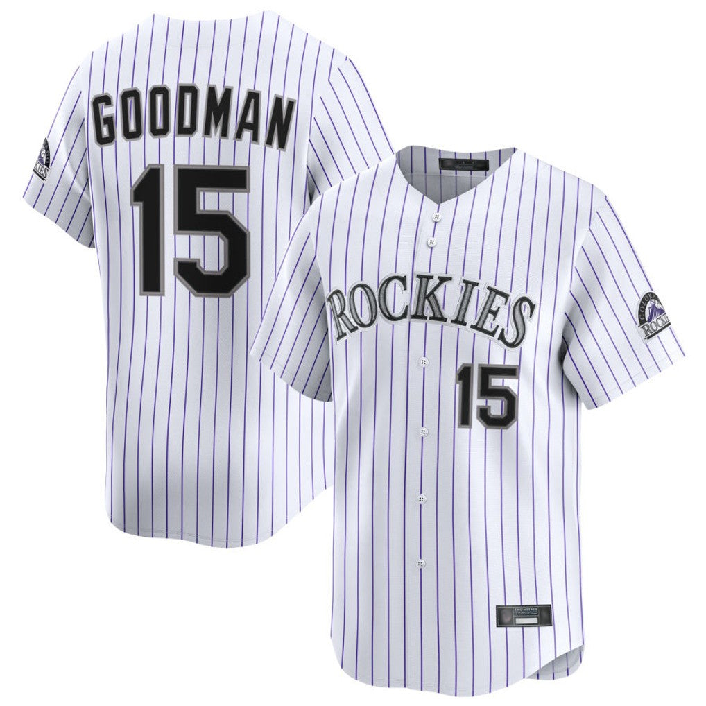 MATTH C.Rockies #15 Hunter Goodman Player White Limited Home Stitched Jerseys