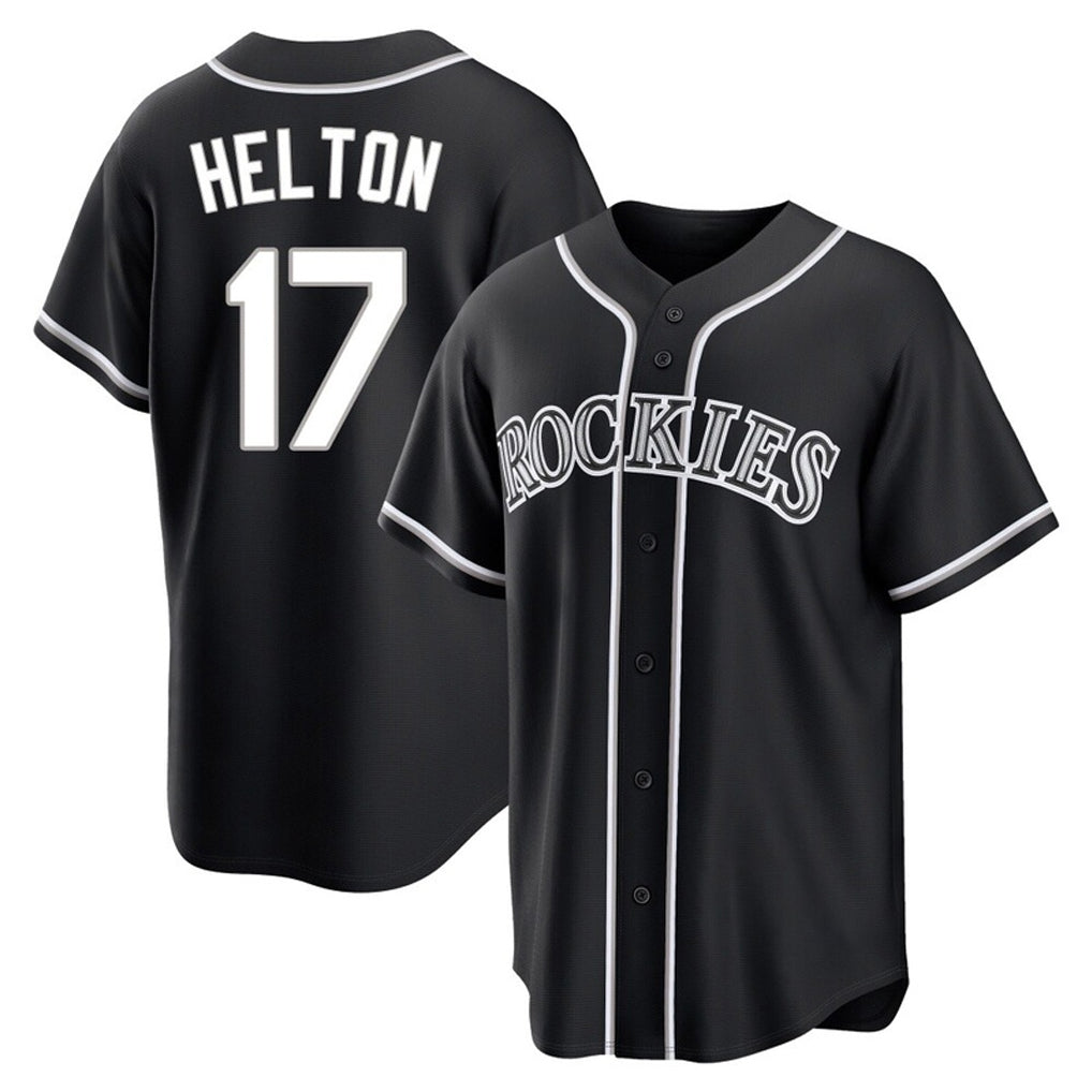 MATTH C.Rockies #17 Todd Helton Player Black Fashion Out Home Game Stitched Jerseys