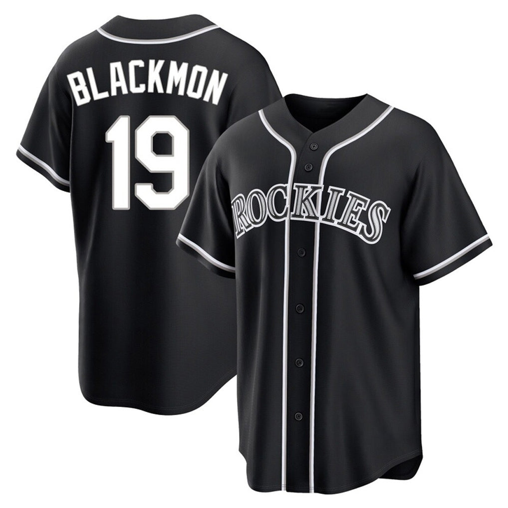 MATTH C.Rockies #19 Charlie Blackmon Player Black Fashion Out Home Game Stitched Jerseys