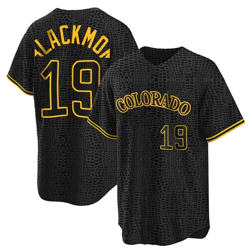 MATTH C.Rockies #19 Charlie Blackmon Player Black Snake Skin City Home Game Stitched Jerseys