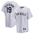 MATTH C.Rockies #19 Charlie Blackmon Player White Game Home Stitched Jerseys