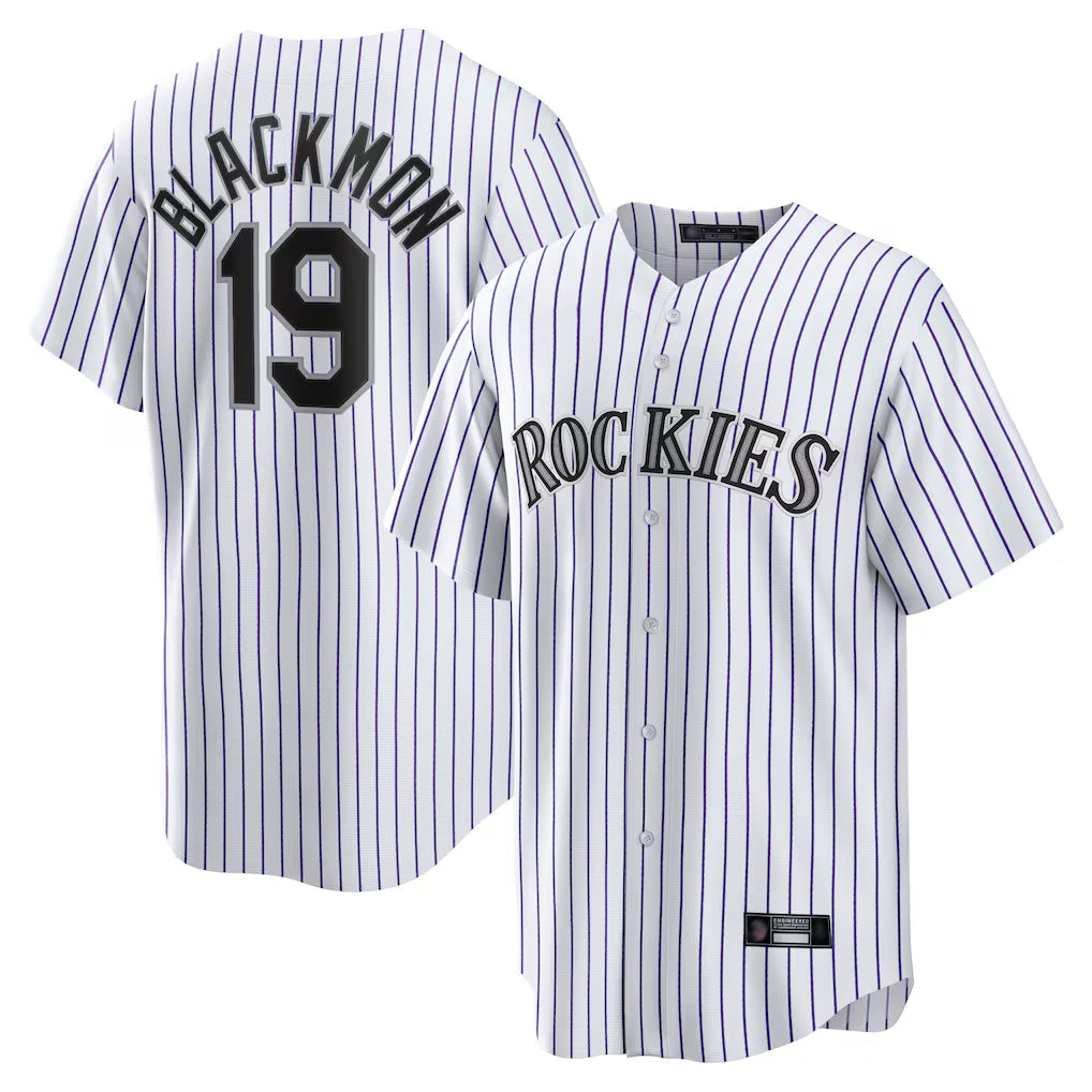 MATTH C.Rockies #19 Charlie Blackmon Player White Game Home Stitched Jerseys