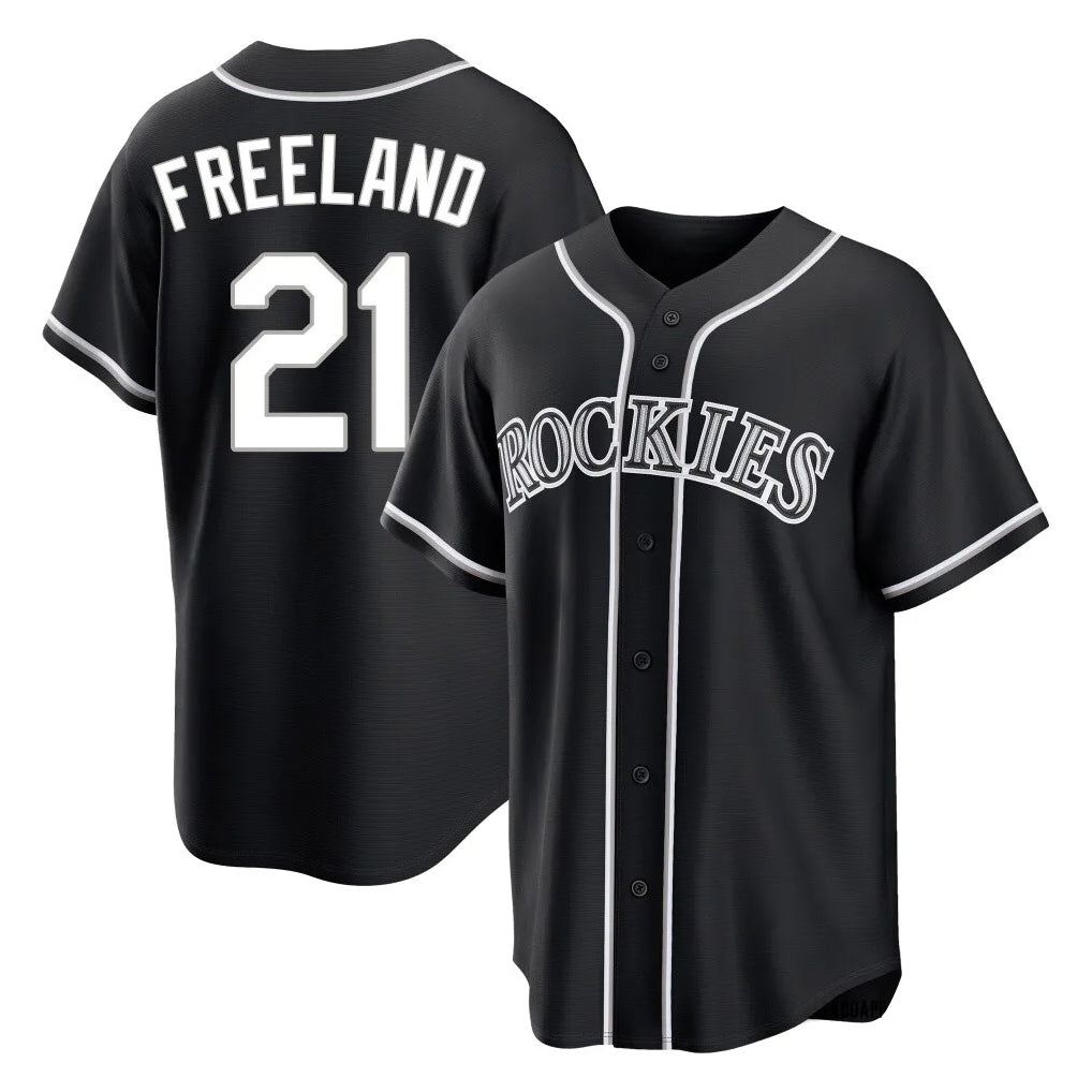 MATTH C.Rockies #21 Kyle Freeland Player Black Fashion Out Home Game Stitched Jerseys