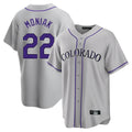 MATTH C.Rockies #22 Mickey Moniak Player Gray Game Home Stitched Jerseys