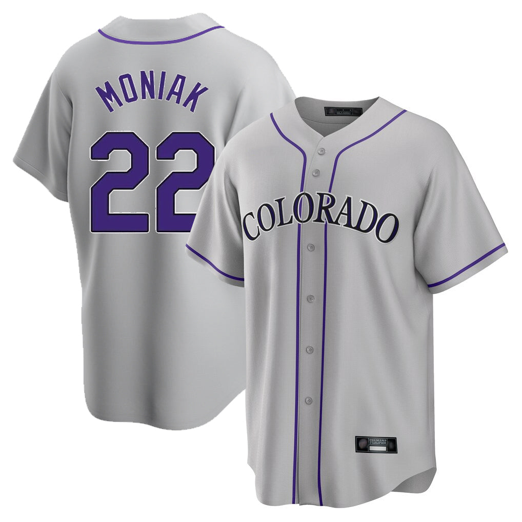 MATTH C.Rockies #22 Mickey Moniak Player Gray Game Home Stitched Jerseys