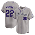 MATTH C.Rockies #22 Mickey Moniak Player Gray Limited Home Stitched Jerseys