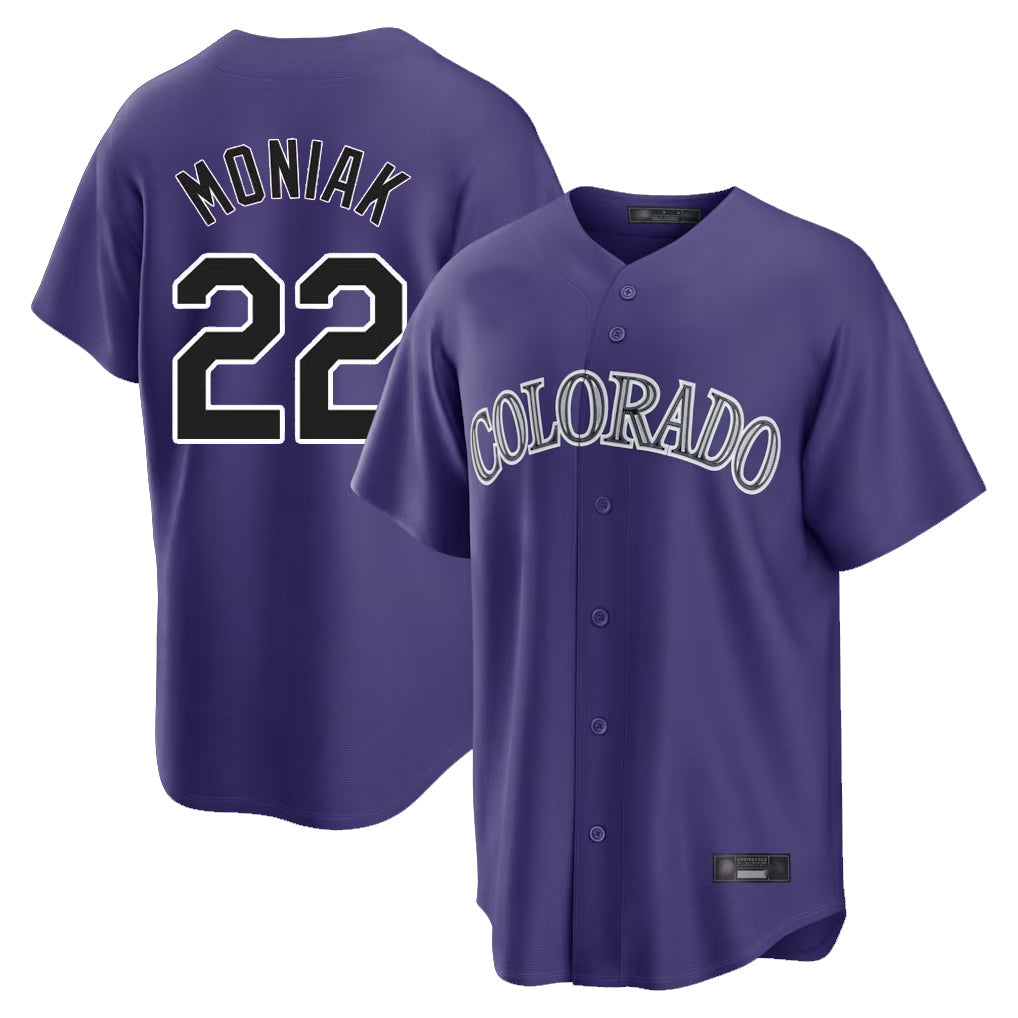 MATTH C.Rockies #22 Mickey Moniak Player Purple Game Home Stitched Jerseys