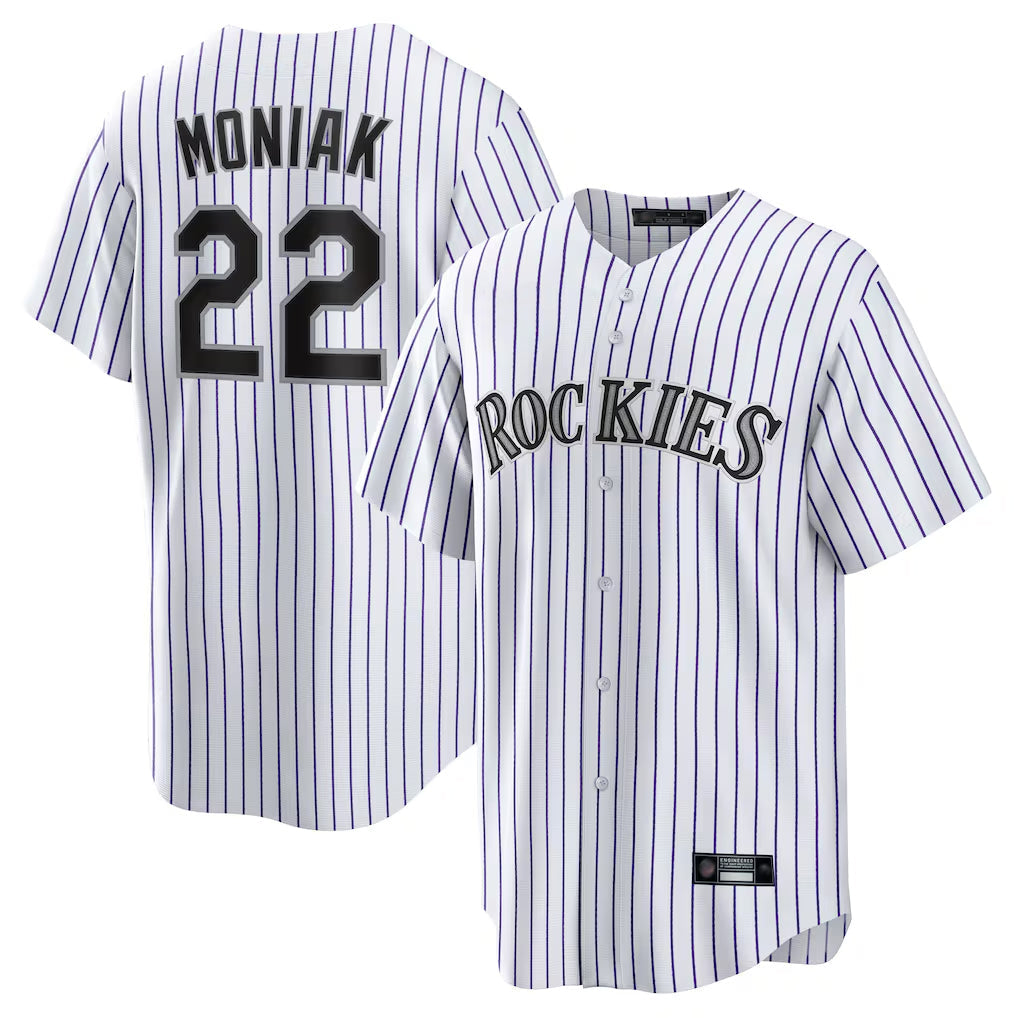 MATTH C.Rockies #22 Mickey Moniak Player White Game Home Stitched Jerseys