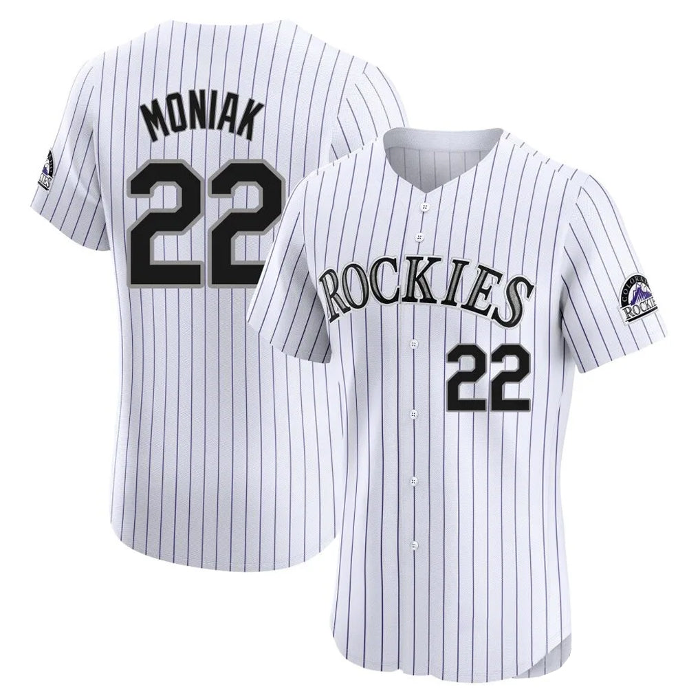 MATTH C.Rockies #22 Mickey Moniak Player White Limited Elite Home Stitched Jerseys