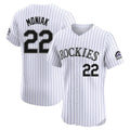 MATTH C.Rockies #22 Mickey Moniak Player White Limited Elite Home Stitched Jerseys