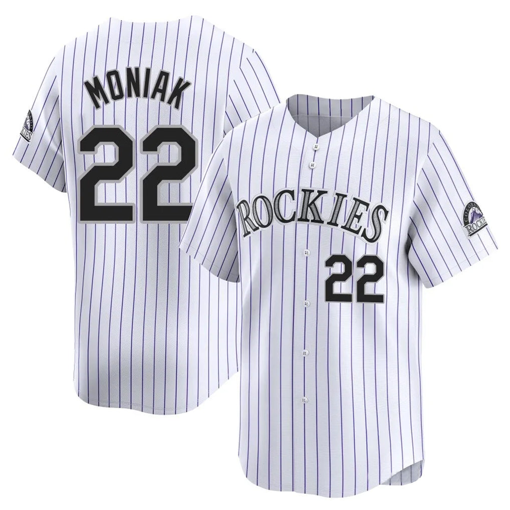 MATTH C.Rockies #22 Mickey Moniak Player White Limited Home Stitched Jerseys