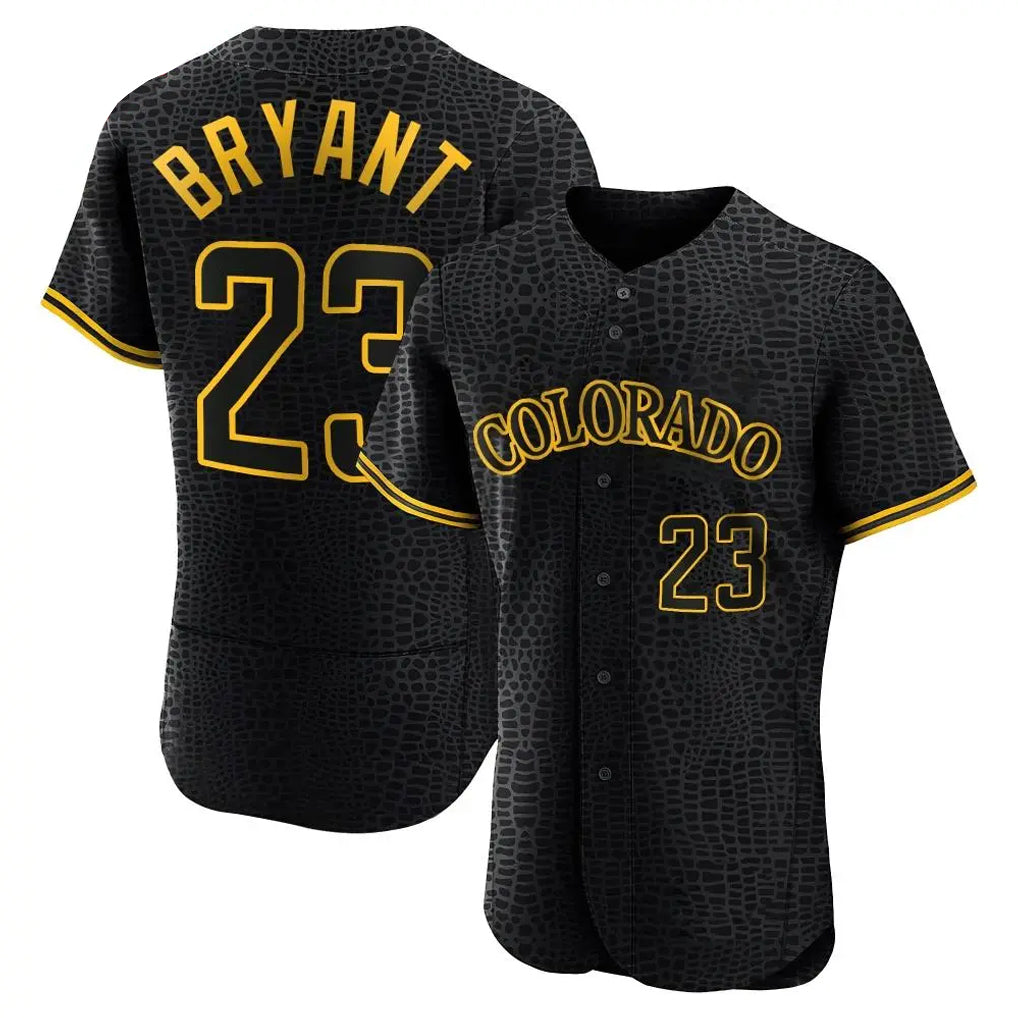 MATTH C.Rockies #23 Kris Bryant Player Black Snake Skin City Limited Elite Home Stitched Jerseys