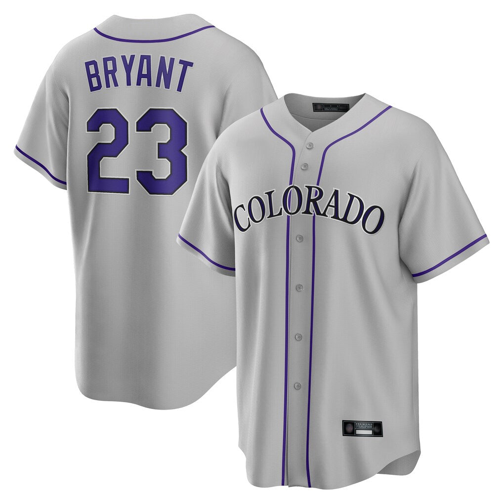 MATTH C.Rockies #23 Kris Bryant Player Gray Game Home Stitched Jerseys
