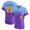 MATTH C.Rockies #23 Kris Bryant Player Purple-Light Blue City Connect Limited Elite Home T-shirt Stitched Jerseys