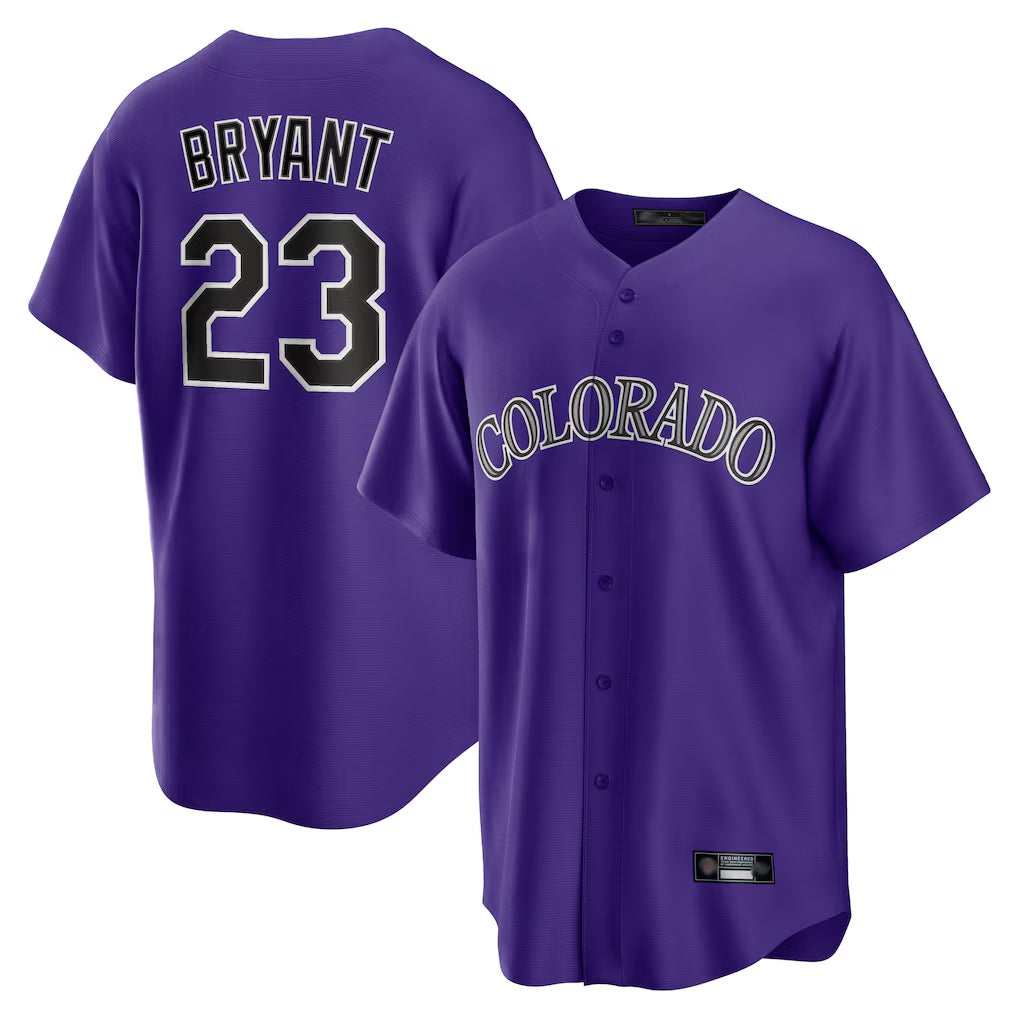 MATTH C.Rockies #23 Kris Bryant Player Purple Game Home Stitched Jerseys
