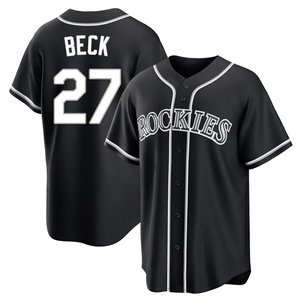 MATTH C.Rockies #27 Jordan Beck Player Black Fashion Out Home Game Stitched Jerseys