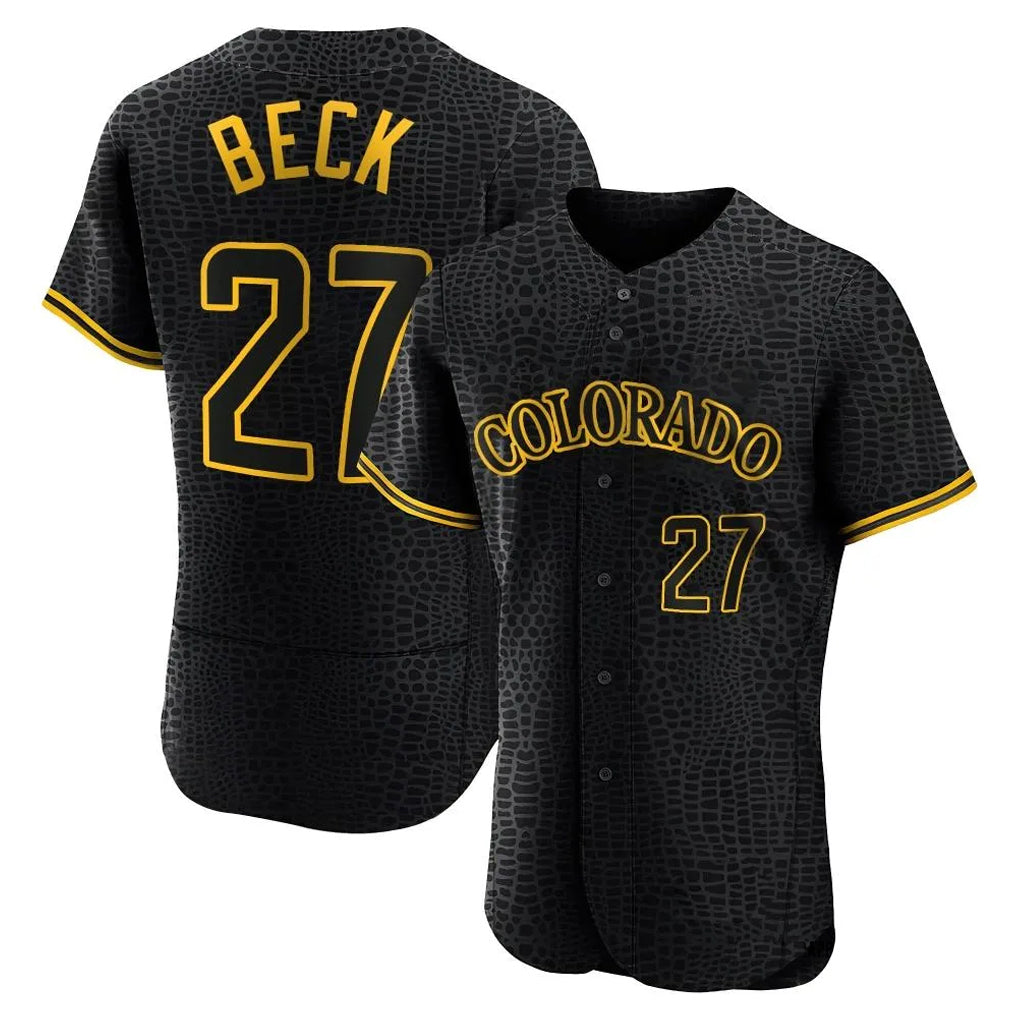 MATTH C.Rockies #27 Jordan Beck Player Black Snake Skin City Limited Elite Home Stitched Jerseys