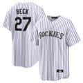 MATTH C.Rockies #27 Jordan Beck Player White Game Home Stitched Jerseys
