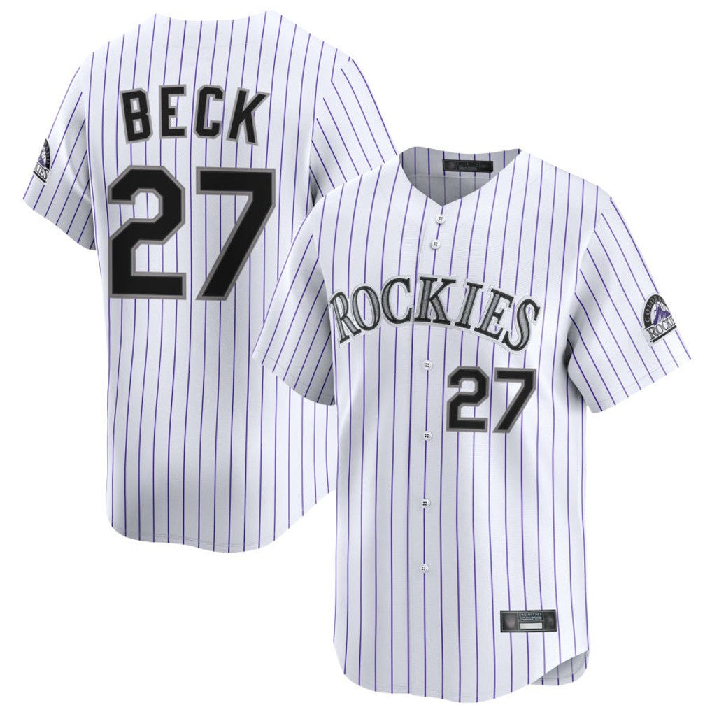 MATTH C.Rockies #27 Jordan Beck Player White Limited Home Stitched Jerseys