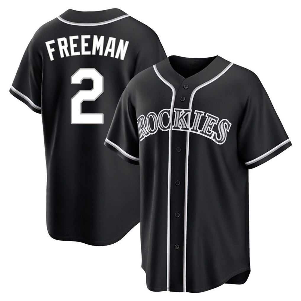 MATTH C.Rockies #2 Tyler Freeman Player Black Fashion Out Home Game Stitched Jerseys