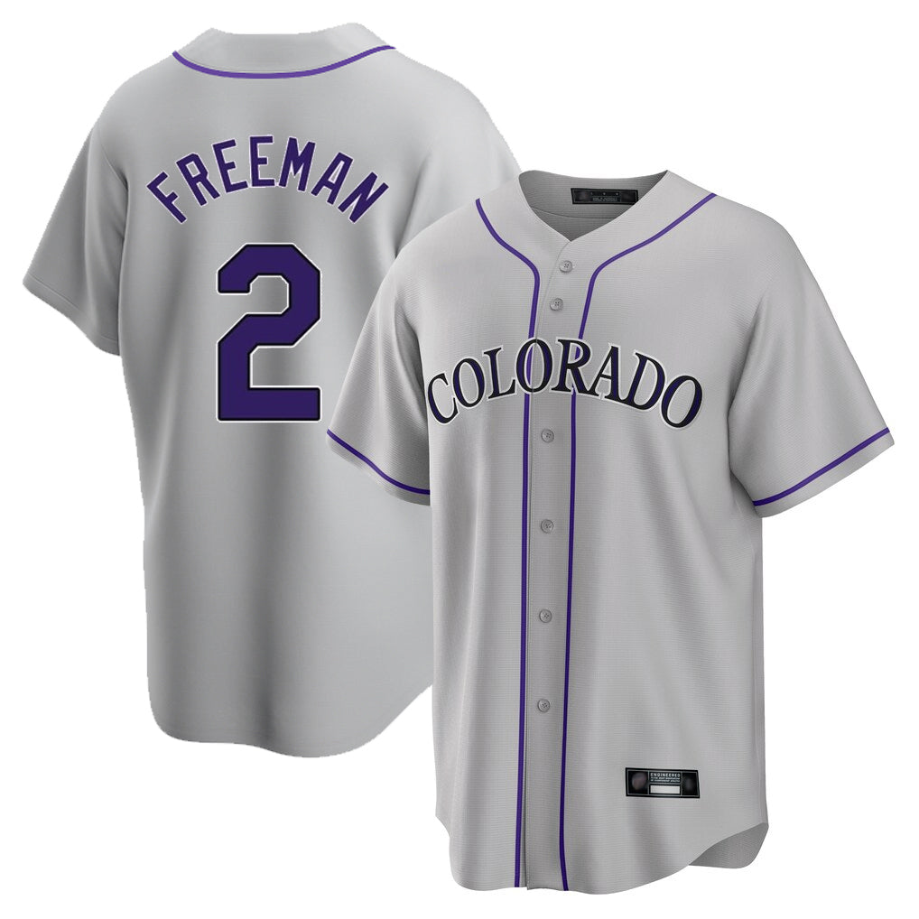 MATTH C.Rockies #2 Tyler Freeman Player Gray Game Home Stitched Jerseys