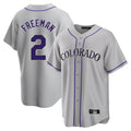 MATTH C.Rockies #2 Tyler Freeman Player Gray Game Home Stitched Jerseys
